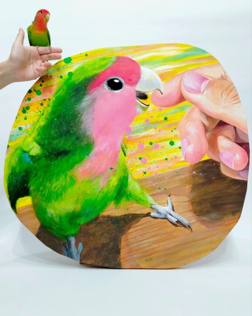 【 噛みなごちゃん 】 November 2021 Wood, drawing paper, acrylic paint 620 × 550mm With Nago Rin Northwind
リン ノースウィンド