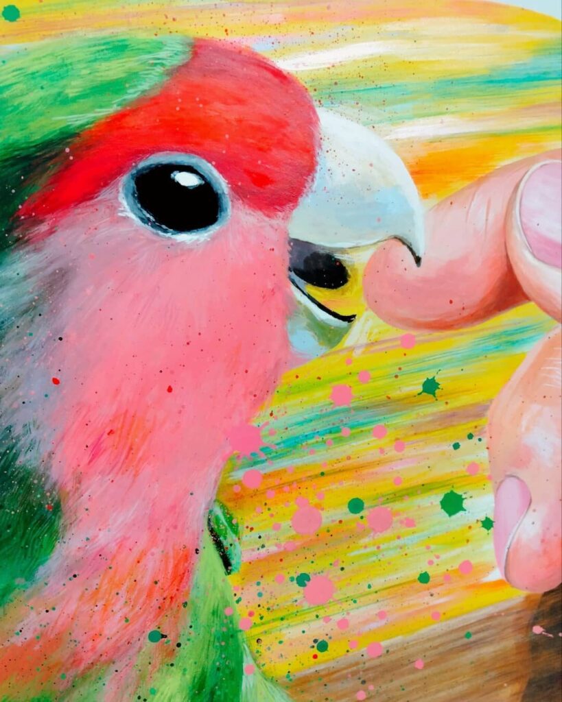 【 噛みなごちゃん 】 November 2021 Wood, drawing paper, acrylic paint 620 × 550mm Detail Rin Northwind
リン ノースウィンド