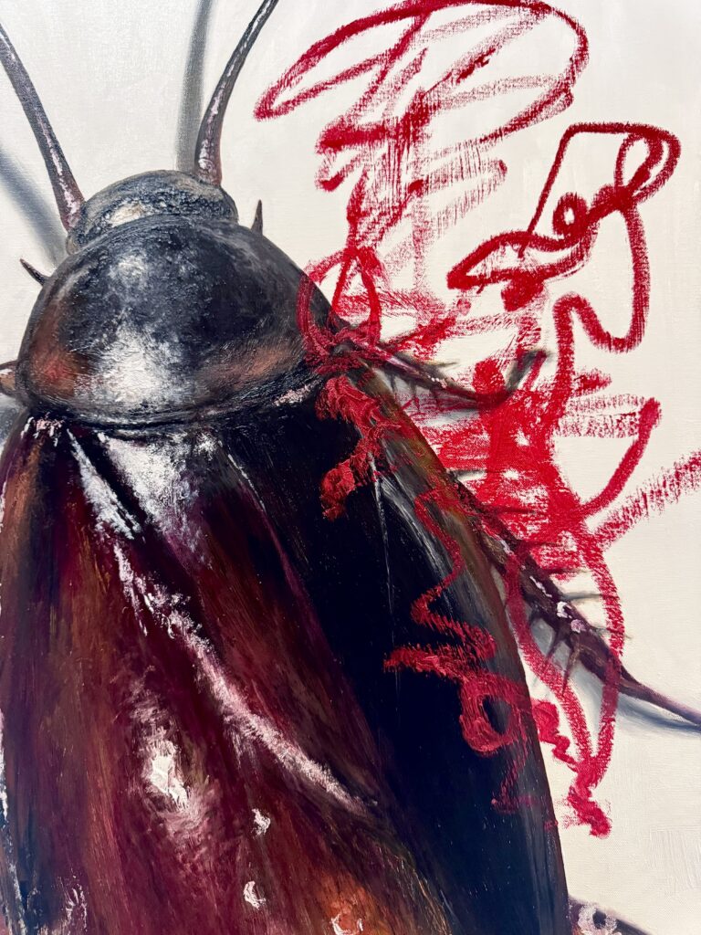 【ゴキブリにRouge Coco 444 Gabrielle】 July 2025 Oil paint on canvas 1550×960mm 
Detail
Rin Northwind