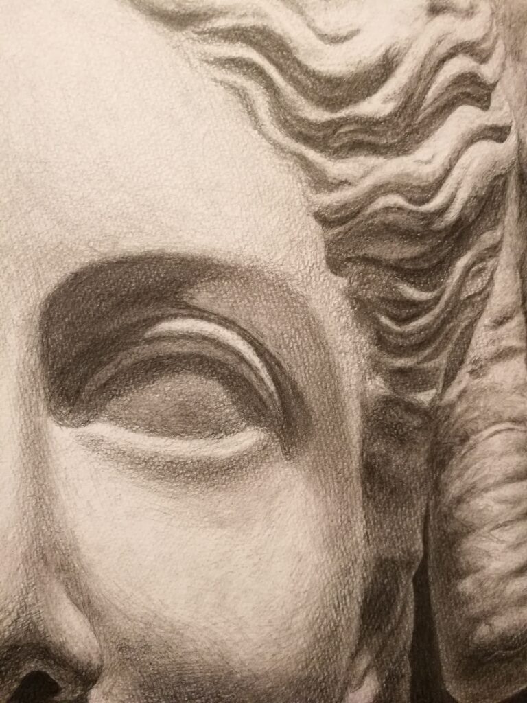 【17歳の自画像】
May 2020
Acrylic and pencil on paper mounted on wood panel
670×514mm
Detail2
Rin Northwind
リン ノースウィンド