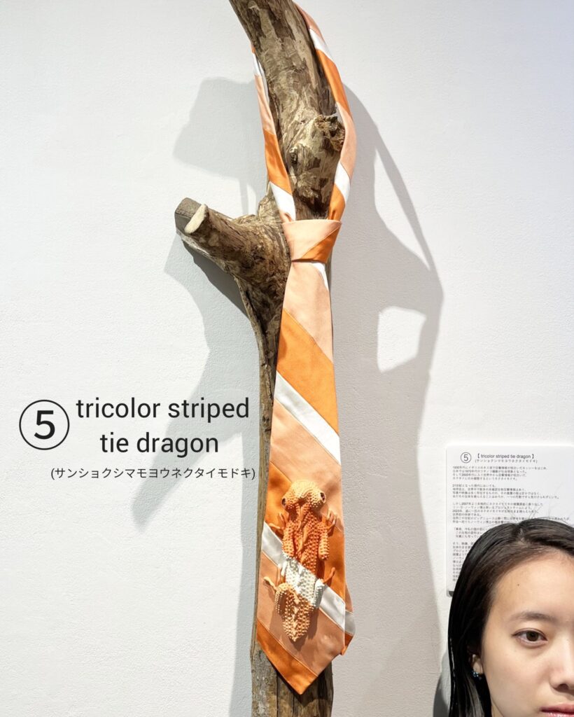【tricolor striped tie dragon】 
(サンショクシマモヨウネクタイモドキ) 
2023

Vintage fabric, putty, resin, acrylic paint
With artist
Rin Northwind
リン ノースウィンド