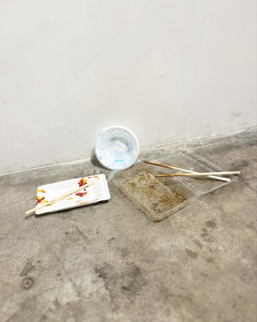 【ＡＲＴ】
2023
Polyester fabric, acrylic paint, glue, wood powder, food coloring, paper, pen
＋resin, styrofoam container, plastic container, plastic spoon, bamboo skewer, wooden chopsticks
Detail4
Rin Northwind