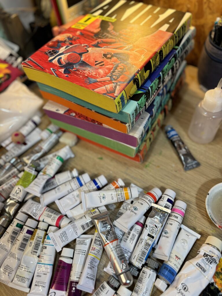 【 sprays, tape, mask, comics 】
January 2024
Oil paint on canvas
P12(606×455mm)
motifs
Rin Northwind