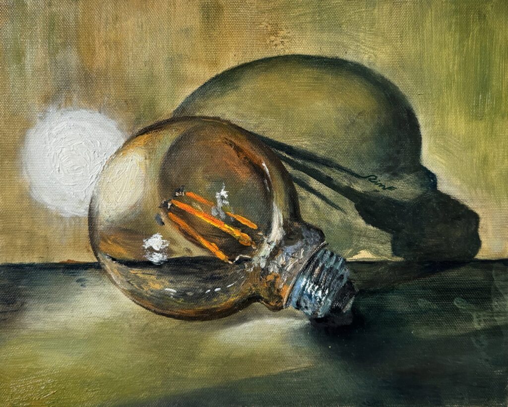 shadow of illuminated bulb