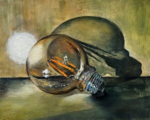 shadow of illuminated bulb