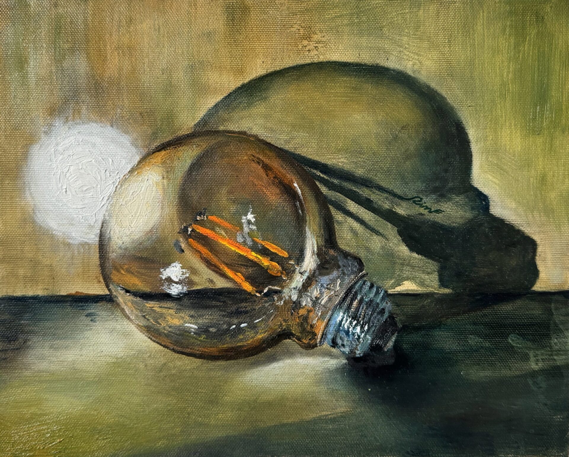 shadow of illuminated bulb