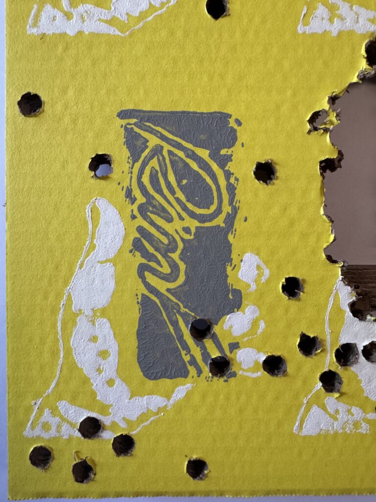 【猛毒SESSION #005】detail 5 2024 Resin, cardboard, acrylic paint, water-based paint, magnets, wooden frame, varnish H:900 W:600 D:44 Price(TWD): 60,000 Rin Northwind