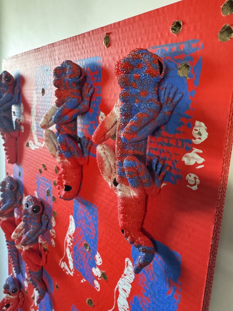 【猛毒SESSION #001】
2024
Resin, cardboard, acrylic paint, water-based paint, magnets, wooden frame, varnish

H:900 
W:600 
D:98

Price(TWD): 80,000
Detail
Rin Northwind